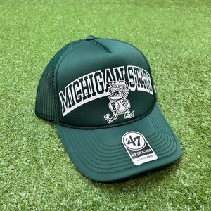 '47 Brand Trucker Michigan State Spartans Mesh Snapback Hat Green/White NWT